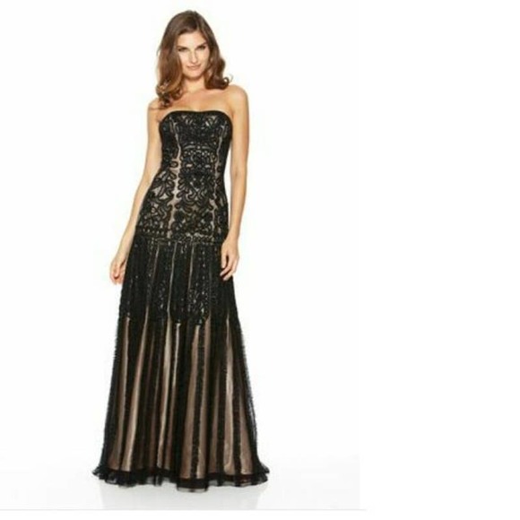 Sue Wong Dresses & Skirts - Sue Wong Lace Bead Nude Black Formal Dress Size 6